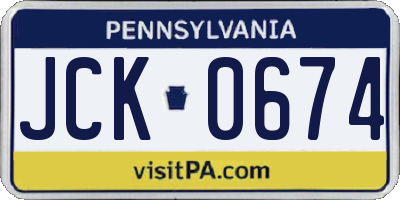 PA license plate JCK0674