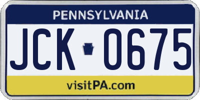 PA license plate JCK0675