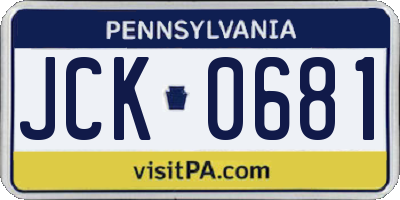 PA license plate JCK0681