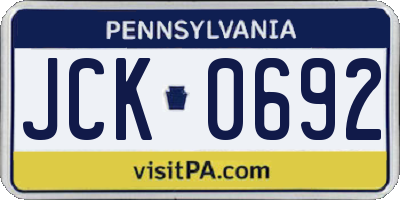 PA license plate JCK0692