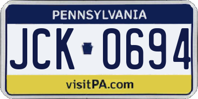 PA license plate JCK0694