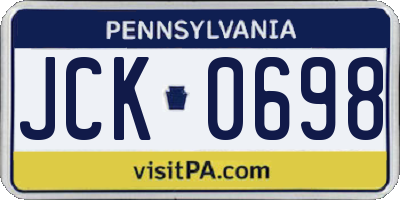 PA license plate JCK0698
