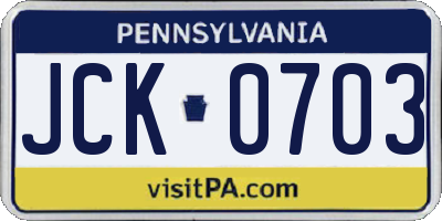 PA license plate JCK0703