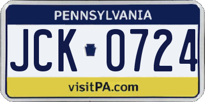 PA license plate JCK0724