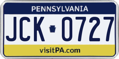 PA license plate JCK0727