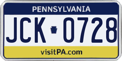 PA license plate JCK0728