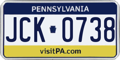 PA license plate JCK0738