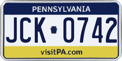 PA license plate JCK0742