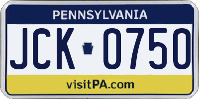 PA license plate JCK0750