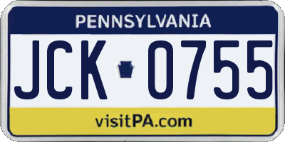 PA license plate JCK0755