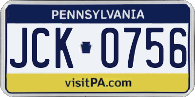 PA license plate JCK0756
