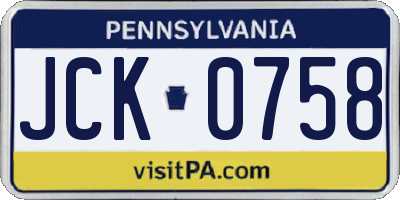 PA license plate JCK0758
