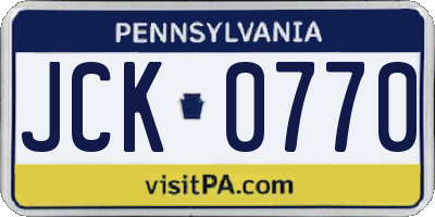 PA license plate JCK0770
