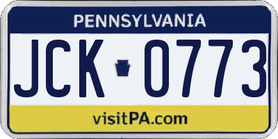 PA license plate JCK0773
