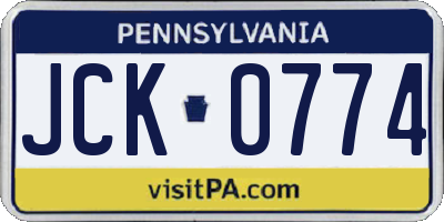 PA license plate JCK0774