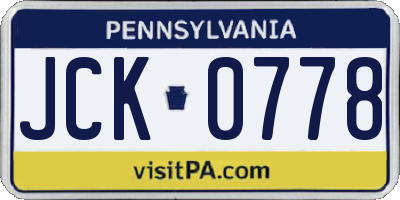 PA license plate JCK0778