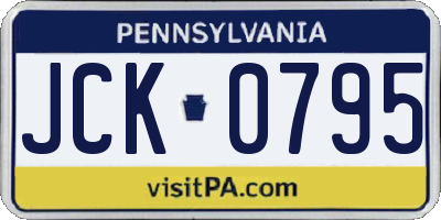 PA license plate JCK0795