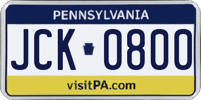 PA license plate JCK0800