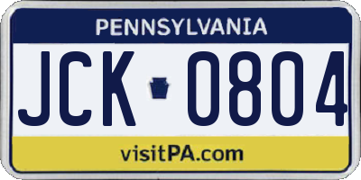 PA license plate JCK0804