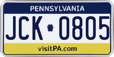 PA license plate JCK0805