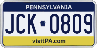 PA license plate JCK0809