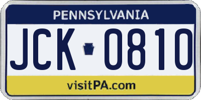 PA license plate JCK0810