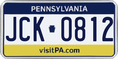PA license plate JCK0812