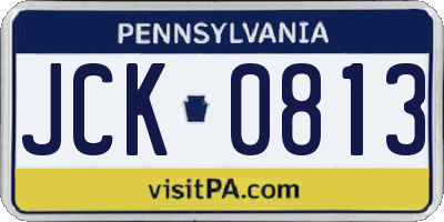 PA license plate JCK0813