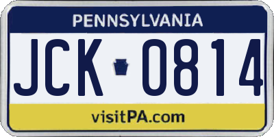 PA license plate JCK0814