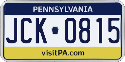 PA license plate JCK0815