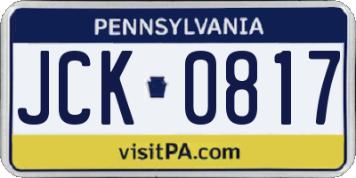 PA license plate JCK0817