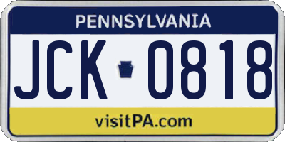 PA license plate JCK0818