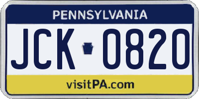 PA license plate JCK0820