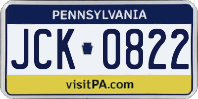 PA license plate JCK0822