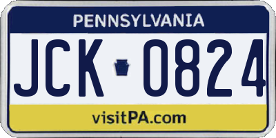 PA license plate JCK0824