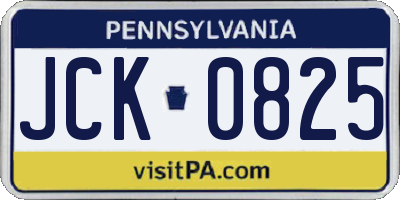 PA license plate JCK0825