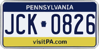 PA license plate JCK0826