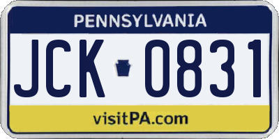 PA license plate JCK0831