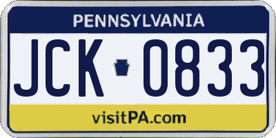 PA license plate JCK0833