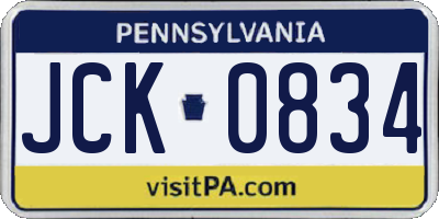 PA license plate JCK0834