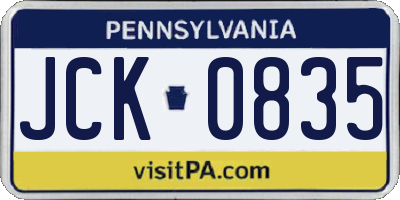 PA license plate JCK0835