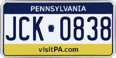 PA license plate JCK0838