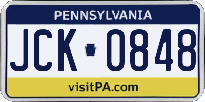 PA license plate JCK0848