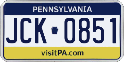 PA license plate JCK0851