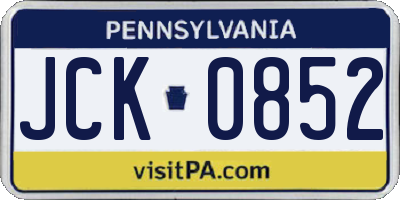 PA license plate JCK0852