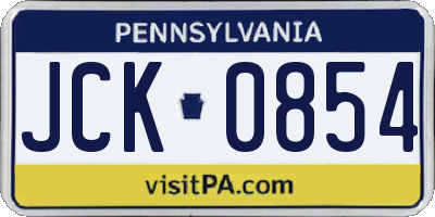 PA license plate JCK0854