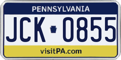 PA license plate JCK0855