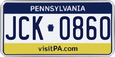 PA license plate JCK0860