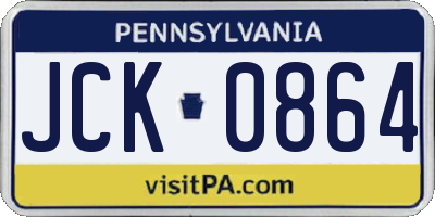 PA license plate JCK0864