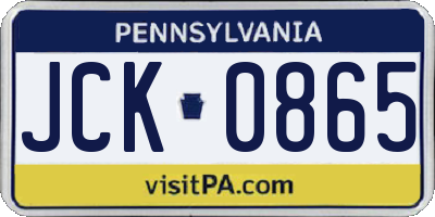 PA license plate JCK0865